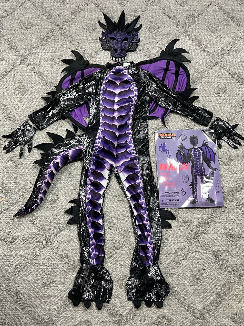 Spooktacular Creations Purple Dragon Costume Kids Size SM 5-7YRS Complete 5-PC